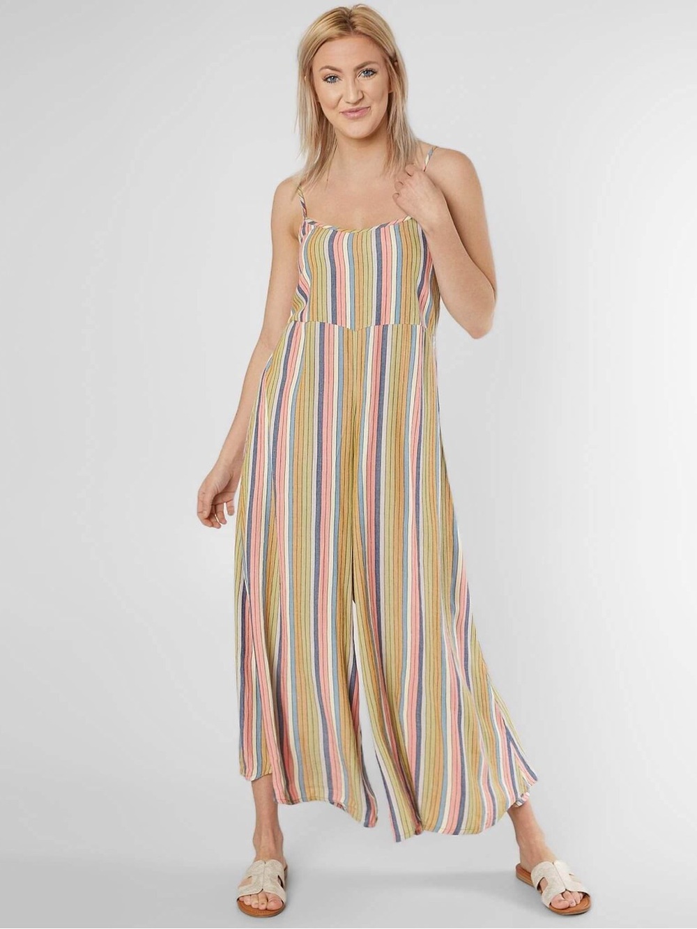 O'Neill Juls Striped Wide Leg Jumpsuit Size S Boho Beach Knit